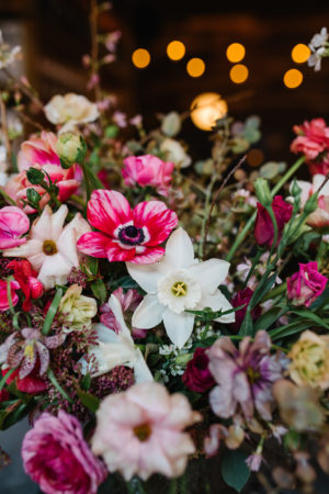 Deep Pink and White Spring Wedding Flowers