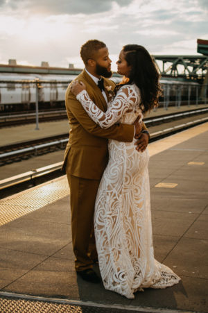 Sunset Subway Wedding Photo