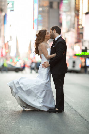 Elegant Times Square Wedding Photo