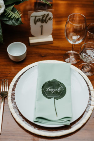Modern Tropical Wedding Place Setting