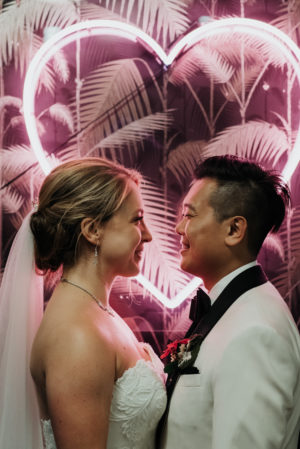 Neon Heart Wedding Portrait