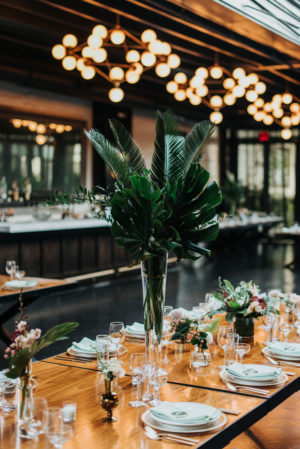 Tall Tropical Palm Wedding Centerpiece