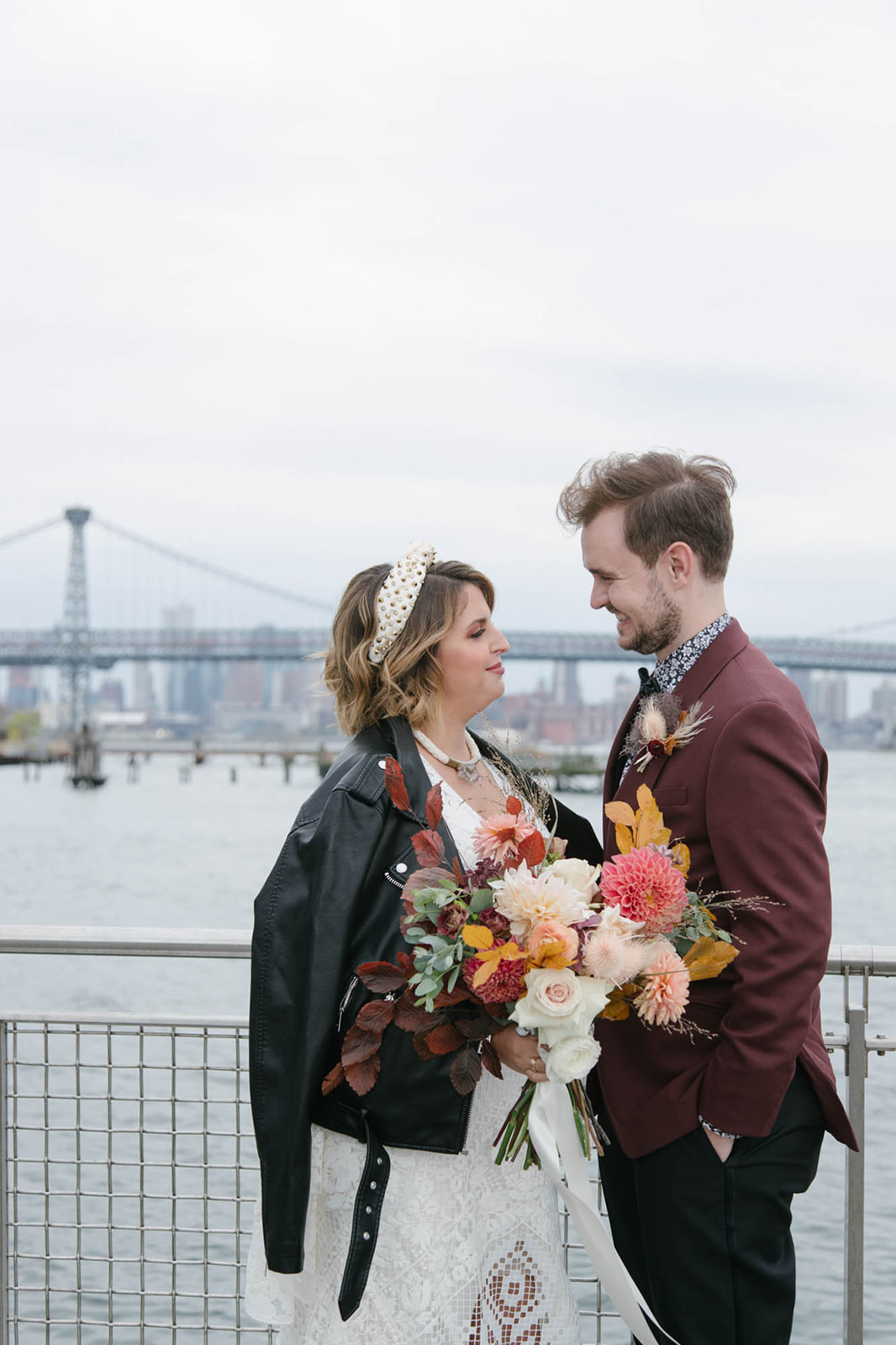 couple in manhattan rooftop wedding