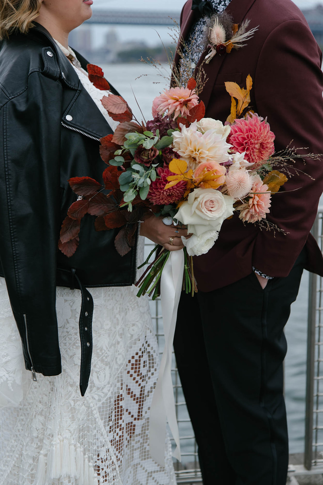 couple in manhattan rooftop wedding