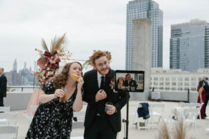 couple in manhattan rooftop wedding