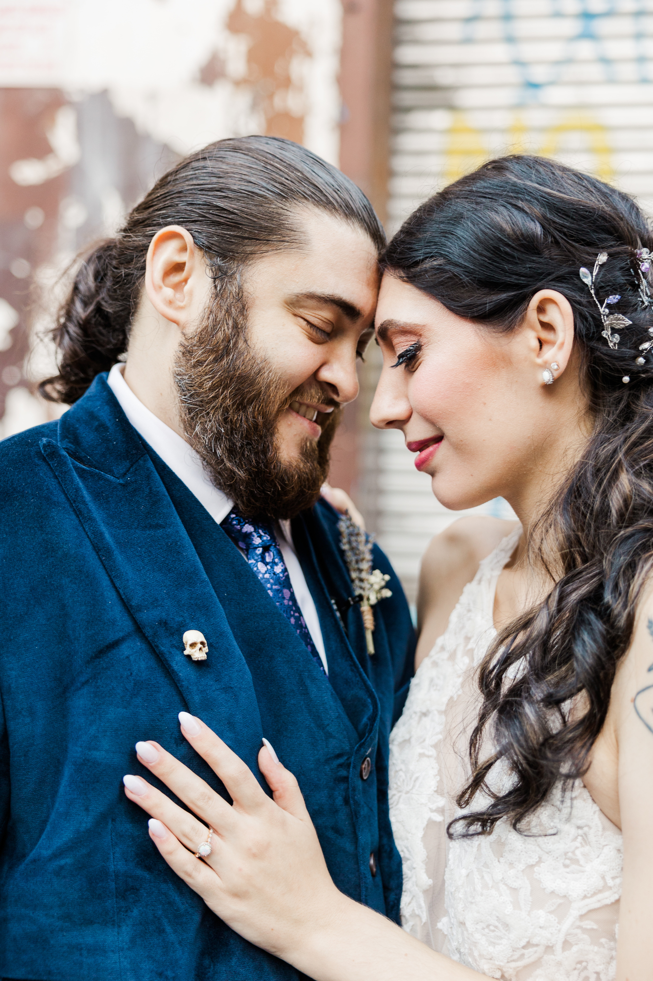 Purple and Black Pastel Goth Dumbo Loft Wedding